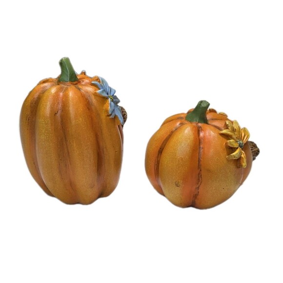 Pumpkin Fall Floral Decor Set Ceramic Rustic Orange Rustic Farmhouse Decoration - Picture 6 of 11